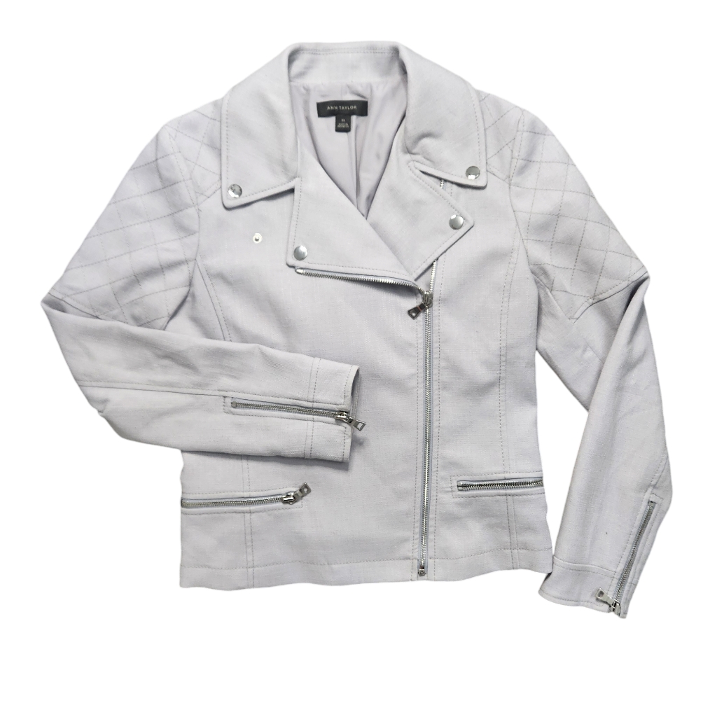 The Loft Ponte Knit Zip Grey Moto Jacket Size Xs